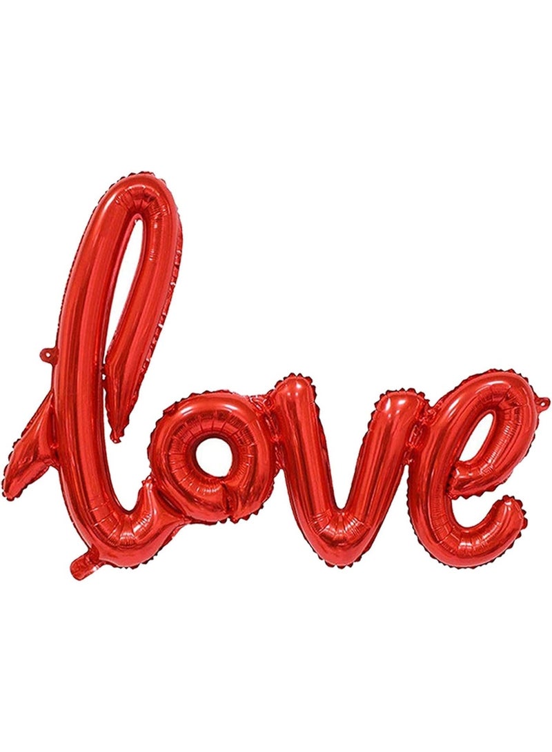 Big 36 Inch Red Script Love Balloons - Large Love Valentines Day Balloons | Mylar Red Love Shaped Balloons for Valentines Day Decorations | Red Love Balloon for Proposal, Wedding anniversary